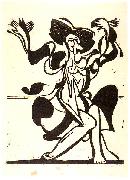 Ernst Ludwig Kirchner Dancing Mary Wigman - Woodcut painting